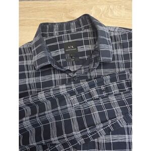 Armani Exchange Men's Long Sleeve Button Down Shirt Slim Fit Navy Blue Sz L